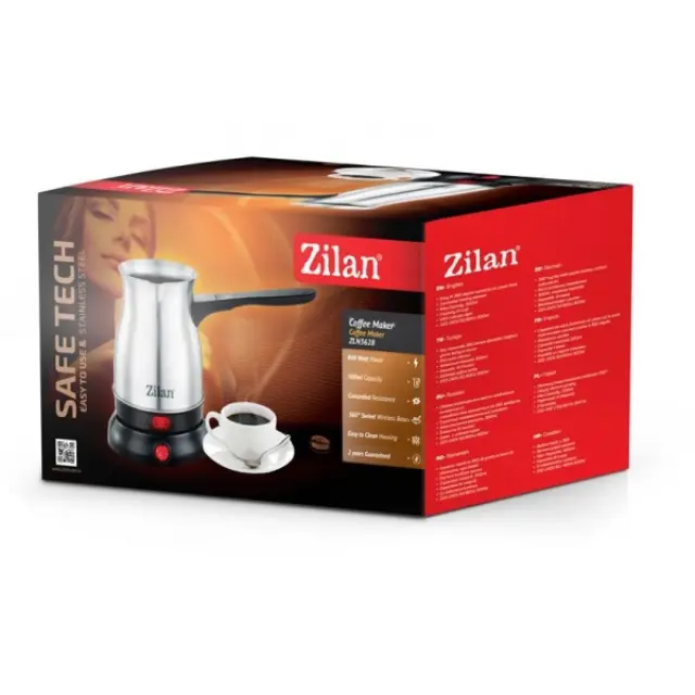 Ηλεκτρικός Βραστήρας Καφέ Zilan 600W για 6 Φλιτζάνια από Ανοξείδωτο Ατσάλι 2