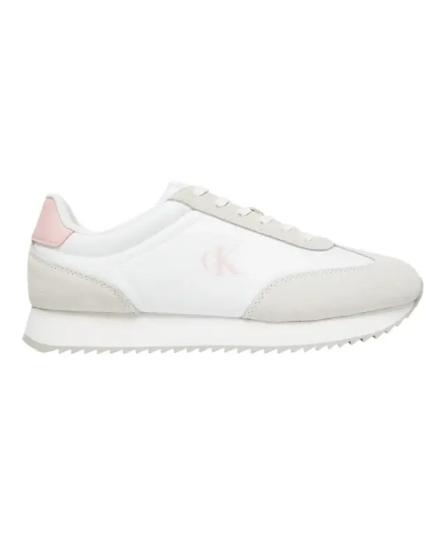 Calvin Klein - Γυναικεία Δερμάτινα Sneakers Runner Laceup Mg Nylon Mix YW0YW01828-0LD Λευκό - 40