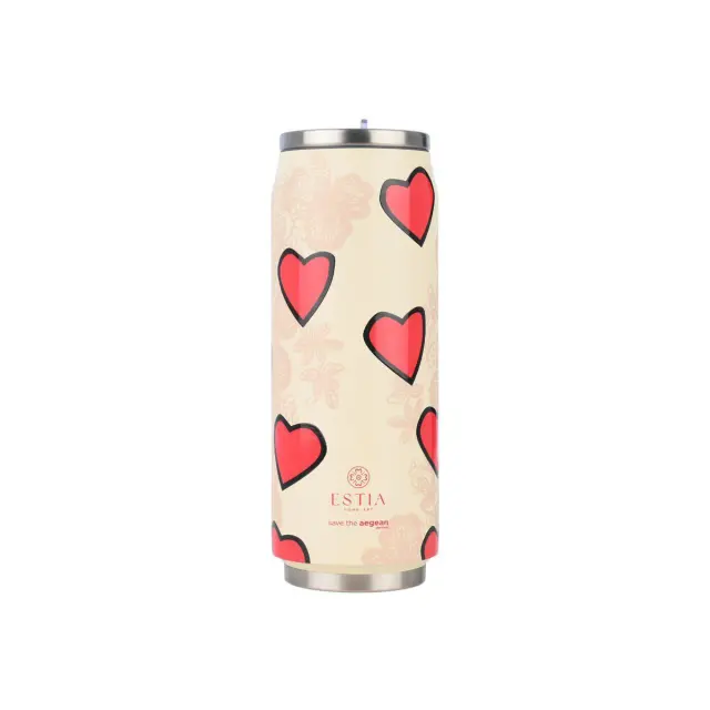 Estia® Travel Cup Save The Aegean Ποτήρι Θερμός με Καλαμάκι 500ml- Tender Lace (01-31329)