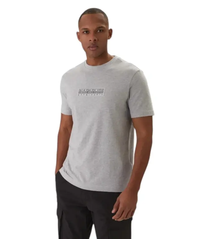 Napapijri - Ανδρική Μπλούζα Κοντομάνικη S-Box Logo NP0A4IFL-795 Γκρι - 2XL