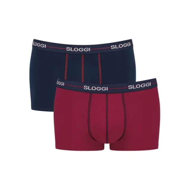 Sloggi Ανδρικό Boxer Start Hipster Box - Διπλό Πακέτο, Χρώμα Σκούρο Μπλε-Κόκκινο