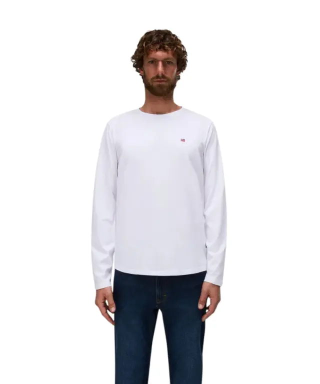 Napapijri - Ανδρική Μακρυμάνικη Μπλούζα T-Shirt NP0A4HN7-002 Λευκό - M