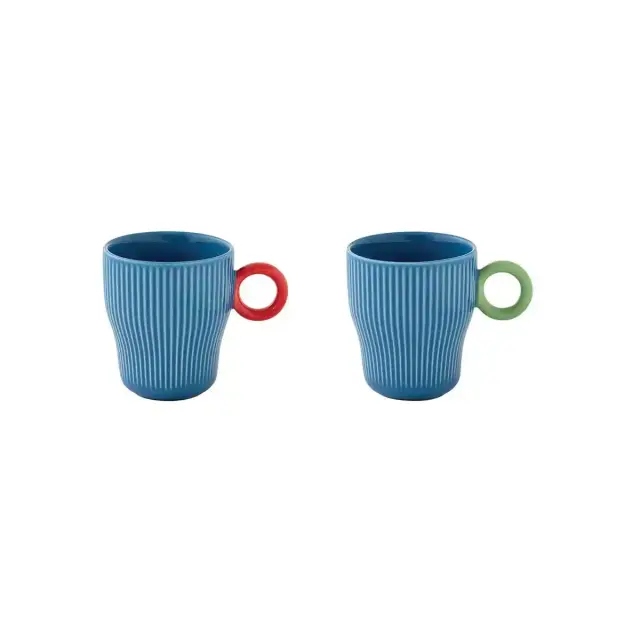 Easy Life Σετ 2 Τεμάχια Φλιτζάνια Καφέ Πορσελάνης Twist & Match Blue 6x6x5cm 90ml Μπλε