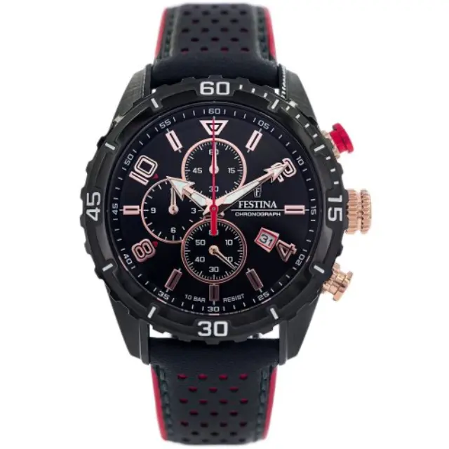 Festina Chrono Sport, Men's Chronograph Watch, Black Leather Strap F20519/4