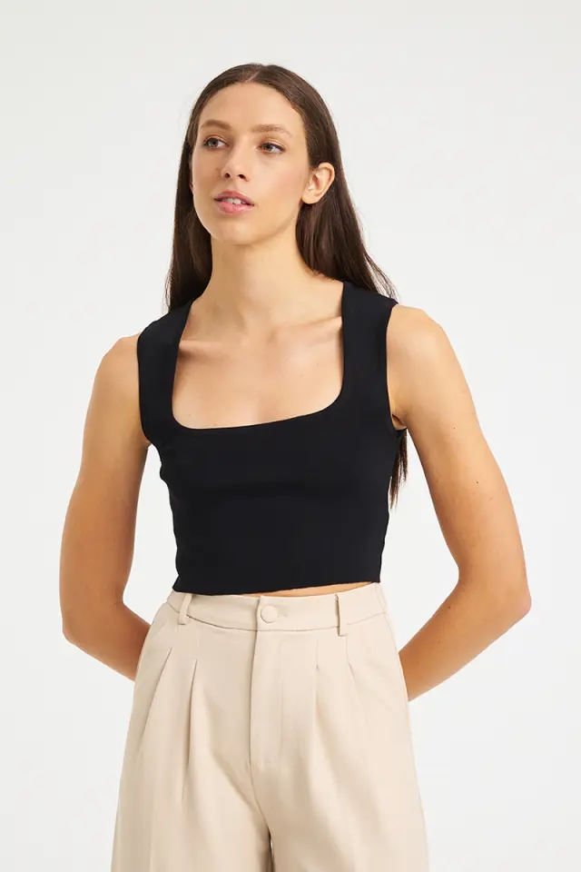Πλεκτό Crop Top με Τετράγωνο Λαιμό LIMBO KNIT TOP - XS 2