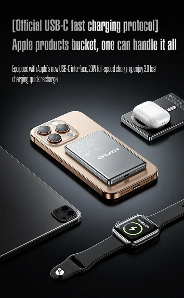 Μαγνητικό Powerbank ασύρματης φόρτισης - PA-30 - 5.000mah - AWEI - 022187 2