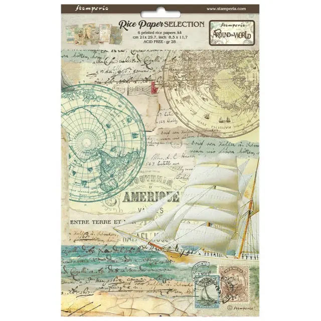 Σετ 6 Ριζόχαρτα ντεκουπάζ Stamperia 21x29cm A4, Around the world