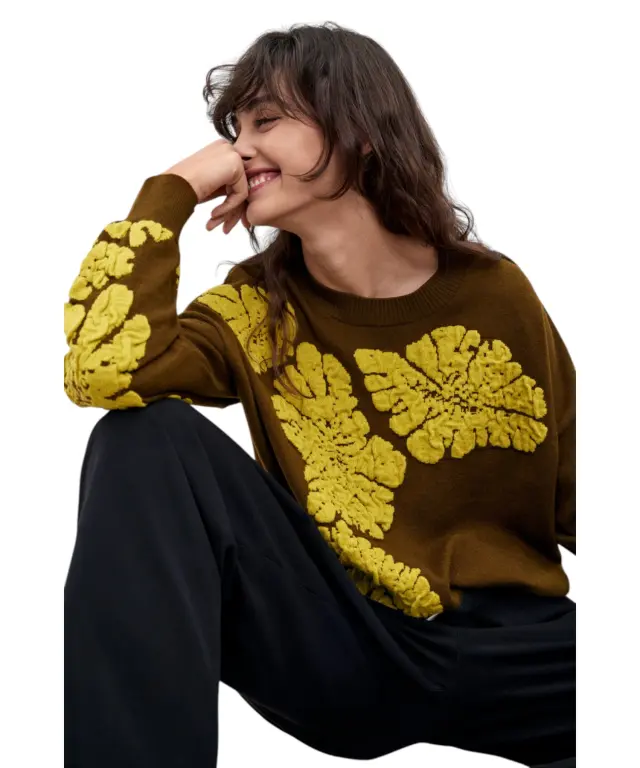 Desigual - Γυναικείο Πλεκτό Πουλóβερ Bubbles 26WWJF09-4092 Λαδί 2
