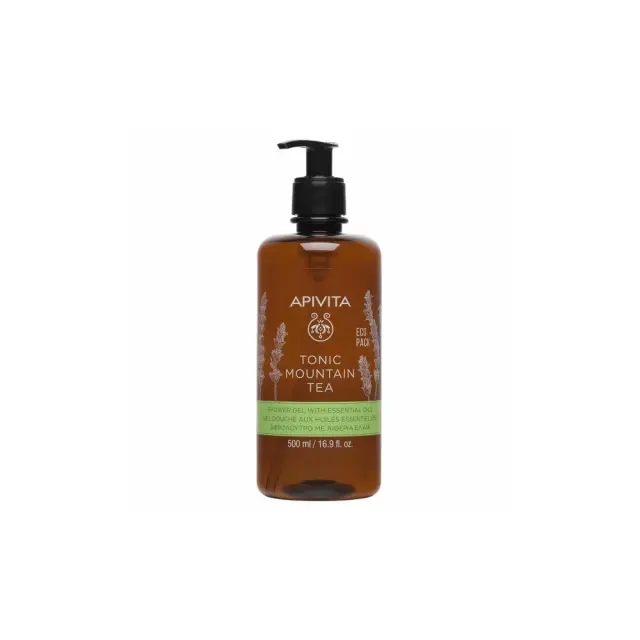 Apivita Tonic Mountain Tea Shower Gel, Αφρόλουτρο με Αιθέρια Έλαια και Τσάι του Βουνού 500ml