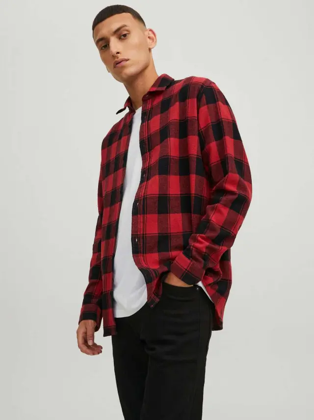 JJPLAIN AUTUMN BUFFALO SHIRT LS Brick Red - L 2
