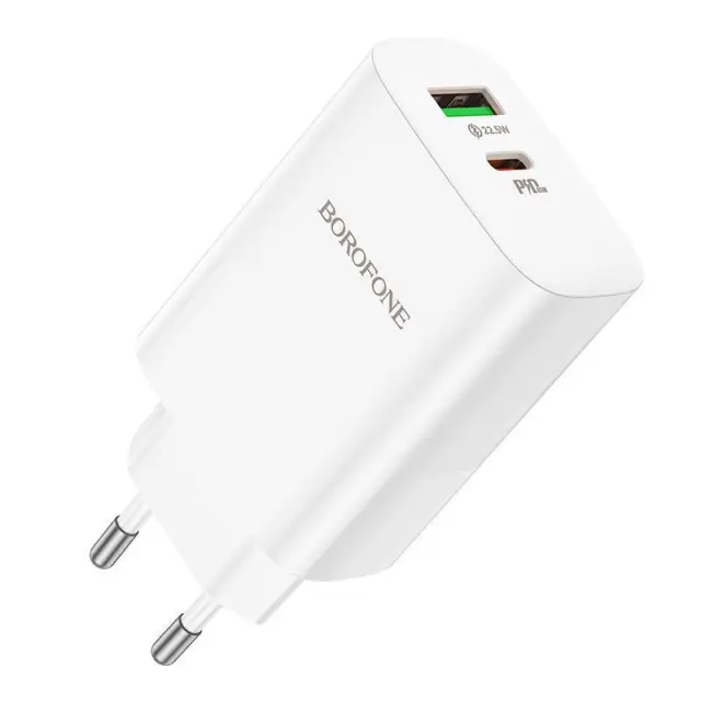 Borofone Φορτιστής με Θύρες USB-Α, USB-C Χωρίς Καλώδιο 65W Άσπρος BN10 2
