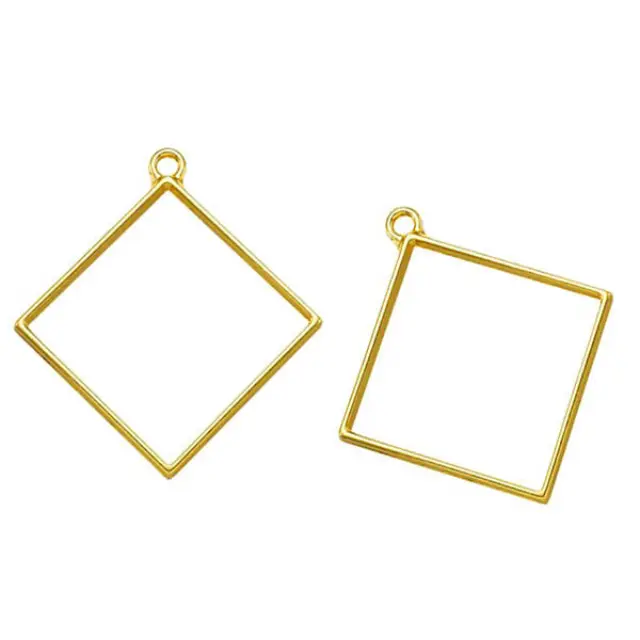 Μεταλλικό Κρεμαστό Open Back - Rhombus - 48x44x3.5mm - Golden - 4τεμ