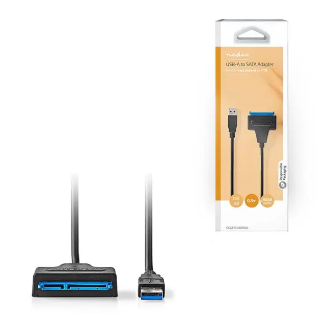 Καλώδιο - αντάπτορας USB 3.2 Gen 1x1 Type Α αρσ. - SATA 22-pin, για τη σύνδεση σκληρών δίσκων HDD / SSD 2.5\", 0.30m.