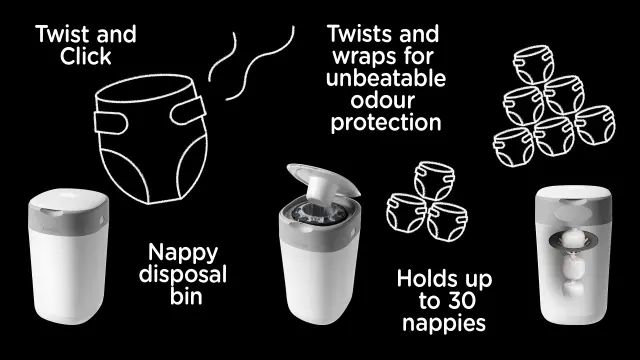 Tommee Tippee Twist and Click Κάδος Απόρριψης Πάνας με Κασέτα Cloud Blue 3