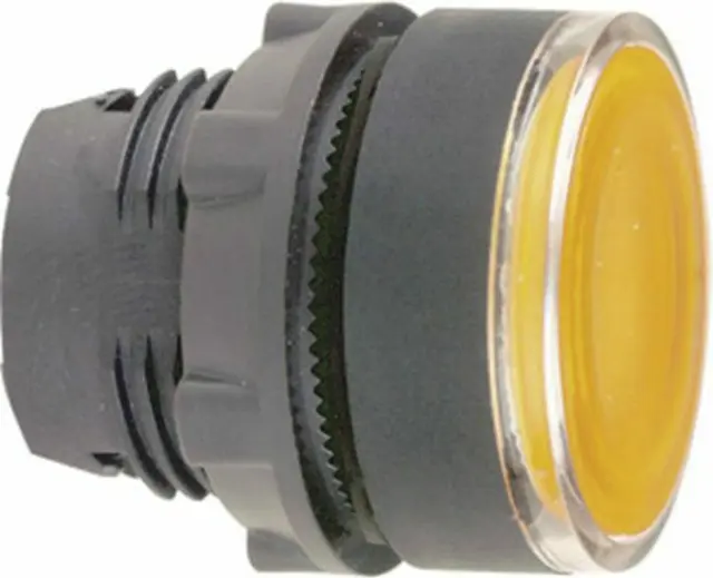 Harmony XB5, Illuminated push button head, plastic, flush, orange, Ø22, spring return, plain lens integral LED