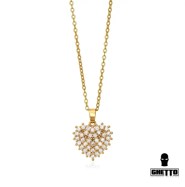 Ghetto Heart Pendant ZC Necklace Gold
