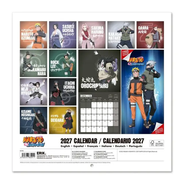 HMEΡΟΛΟΓΙΟ ΤΟΙΧΟΥ NARUTO SHIPPUDEN 2027 30X30 CALENDAR CP27038 2