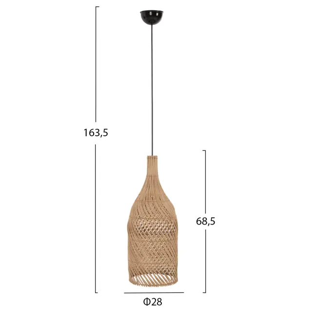 Φωτιστικό οροφής Carboy κρεμαστό από Rattan σε φυσικό χρώμα Φ28x163,5 εκ. 2