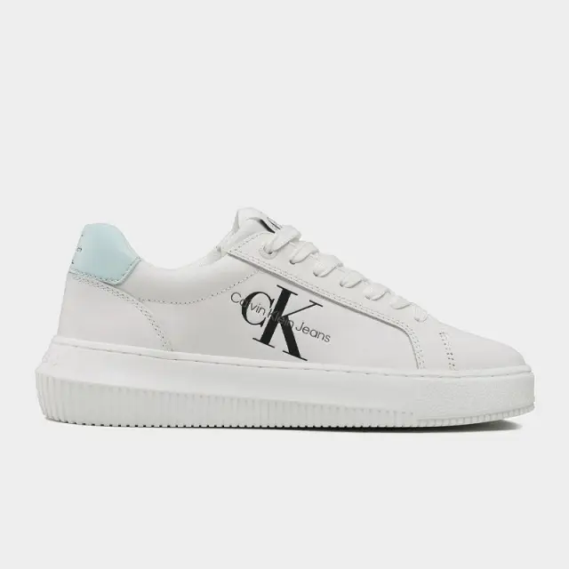 Calvin Klein - Γυναικεία Δερμάτινα Sneakers Chunky Cupsole Mono Wn YW0YW00823-0LF Λευκό - 40