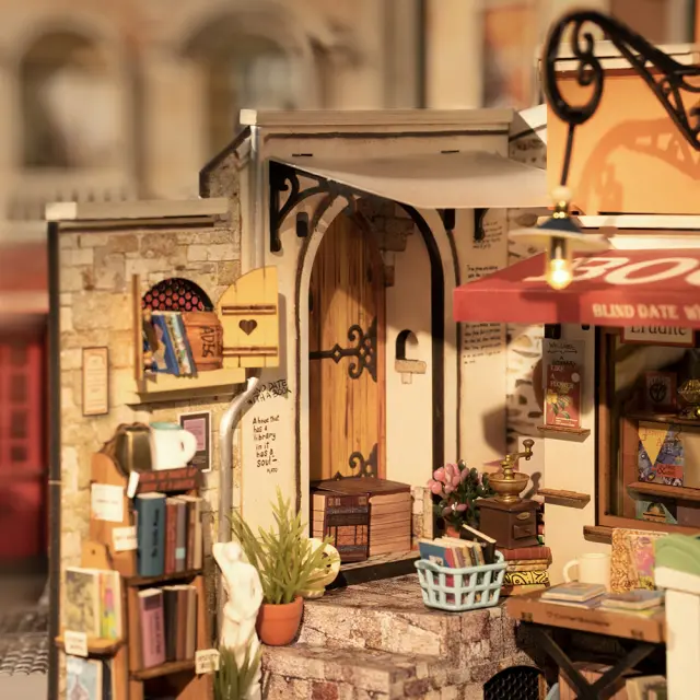 Robotime DIY Κατασκευή Corner Bookstore DG164 3
