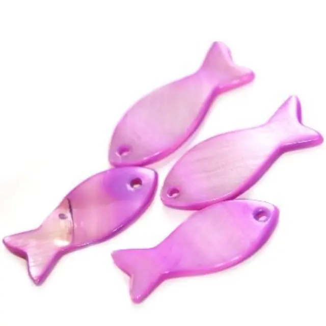 Mother of Pearl Ψαράκι Amethyst 10x21mm - 10τεμ