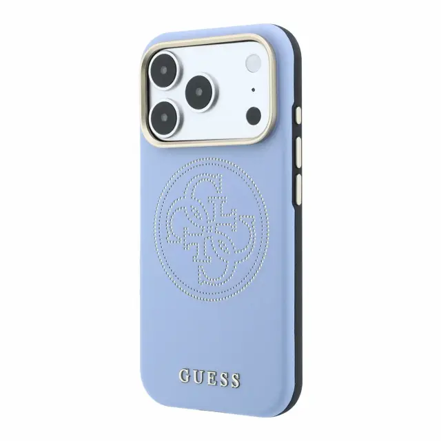 Guess PU Semi Wrap Perforated 4G Logo MagSafe Case for iPhone 18 Pro Blue 2