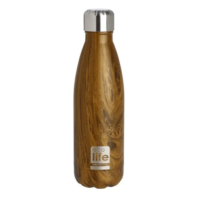 Ecolife® -Ανοξείδωτο Μπουκάλι Θερμός 500ml- Wood.
