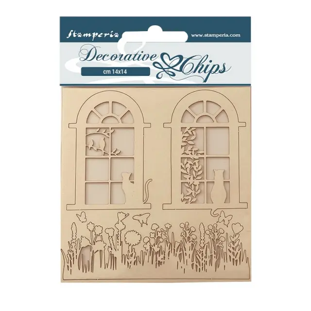 Chipboard Stamperia 14x14cm, Create Happiness - Welcome Home, Window