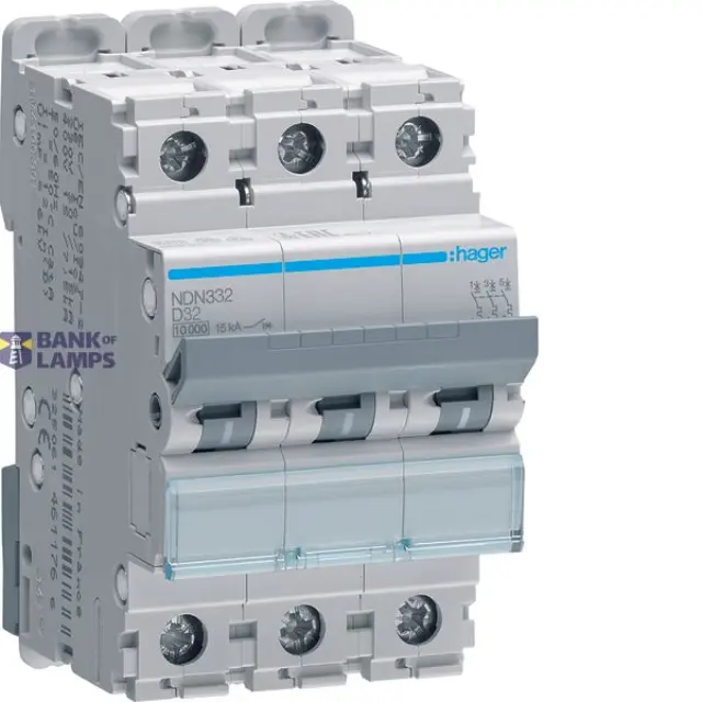Miniature Circuit Breaker 3P, 10 kA/15 kA D-32 A, 3M