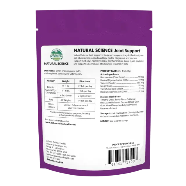Oxbow Natural Science Συπλήρωμα Διατροφής Joint Support 120gr Μονόχρωμο 2