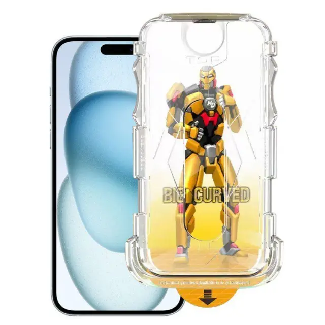 Full Cover Tempered Glass με Οδηγό για iPhone 15/15 Pro/16-Black OEM