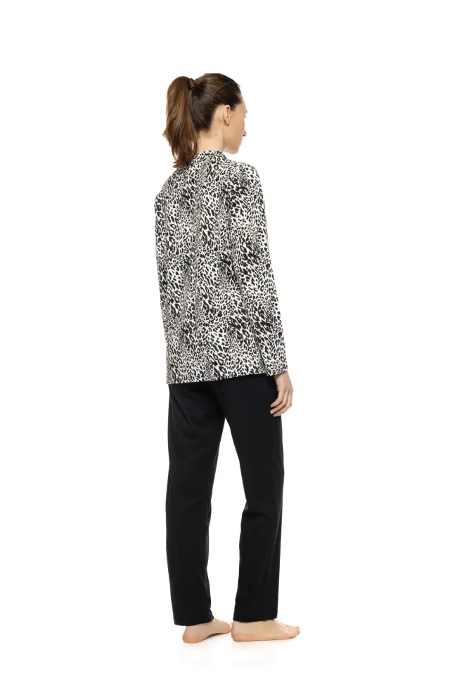 Pink Label Pyjama Ivory Leopard σετ γυναικεία χειμερινή πυτζάμα W1942-1 2