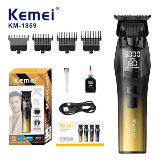 Kemei Επαγγελματική Επαναφορτιζόμενη Κουρευτική Μηχανή Μαύρη KM1859