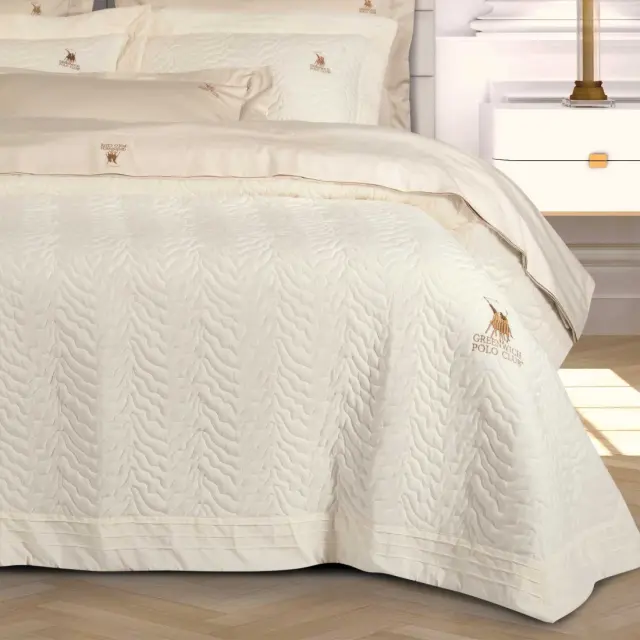 Κουβερλί 240x250 King Size Classic Greenwich Polo Club 2352 Ecru 100% Microfiber 2