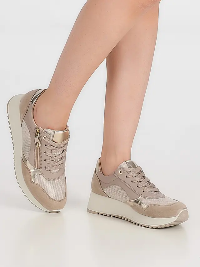 Imac Sneakers Γυναικείο Δέρμα/Δέρμα Nubuck/Ύφασμα Μπεζ IMA/556940 AVORIO/SCAM 2