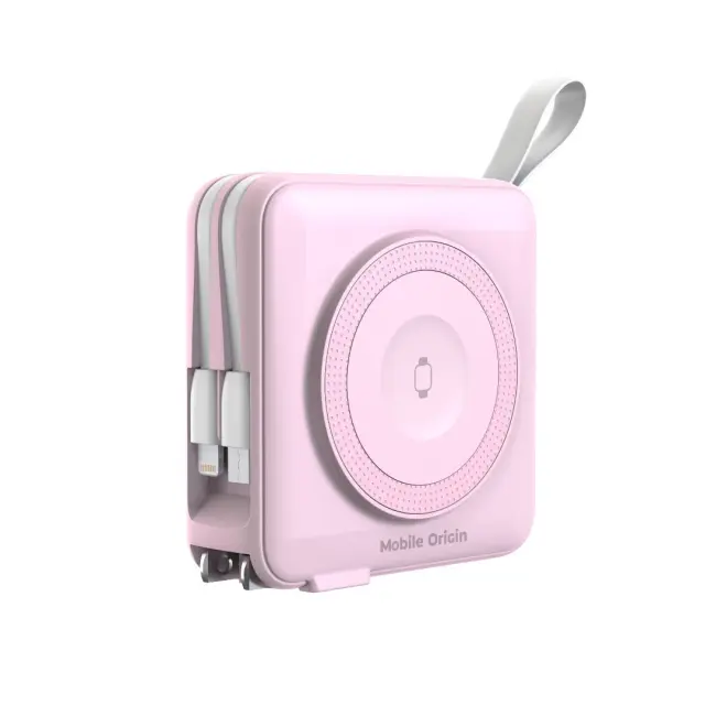 Mobile Origin Powerbank & Travel Charger, Lightning/USB-C Cable, MagSafe/AW/iPhone Compatible, pink 2