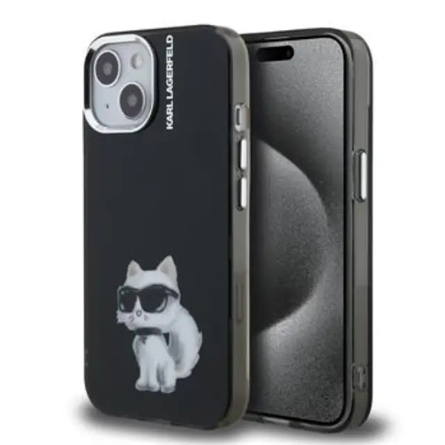 Karl Lagerfeld IML Aquarelle Choupette Case for iPhone 15 Black
