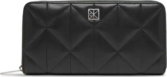 Calvin Klein Γυναικείο Μεγάλο Πορτοφόλι Quilted Long Zip Around Μαύρο 2