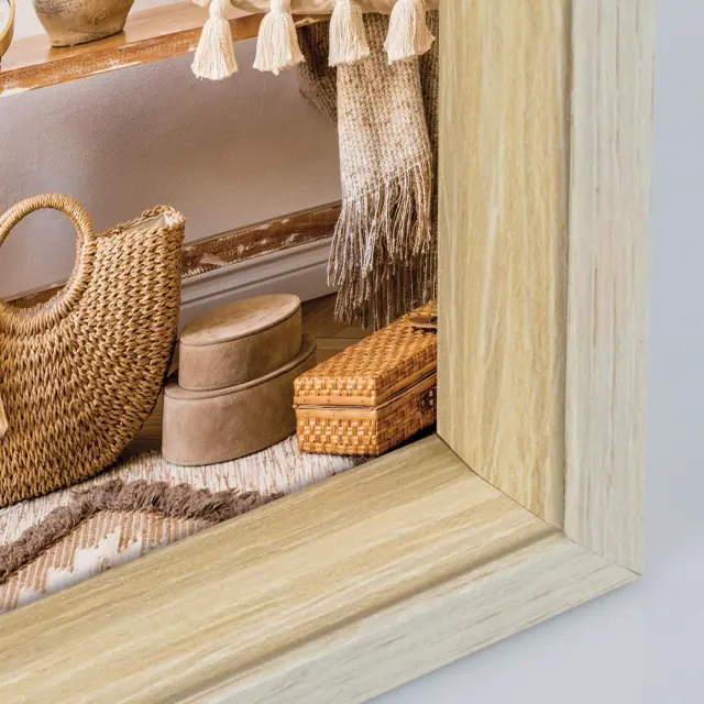 Kορνίζα τοίχου ZARA C 30X45 ξύλινη mdf για παζλ η φωτογραφία 30Χ45 χρώμα φυσικού ξύλο με εκρού με νερά ξύλου 3