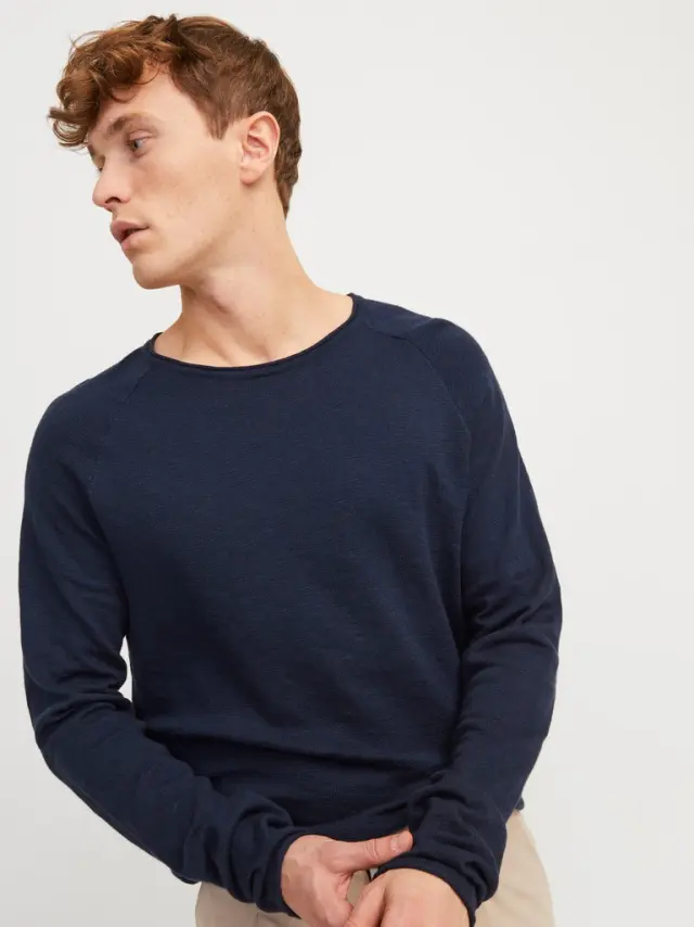 JJELINEN KNIT CREW NECK SN navy blazer 2