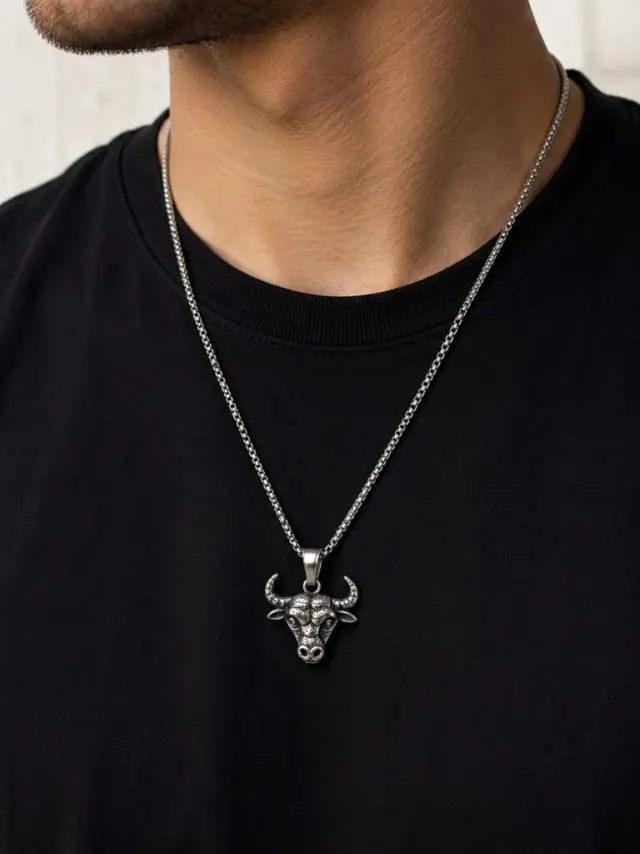Ghetto Bull Head Stainless Steel Necklace – Silver Chain 55cm 2
