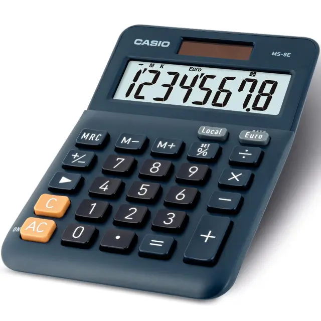 Αριθμομηχανή Dual 8 Ψηφίων LCD Display Casio MS-8E Μπλε 2