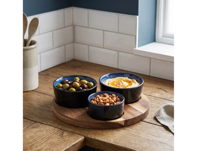 Σετ Σερβιρίσματος EH Excellent Houseware με 3 Κεραμικά Μπολ και Δίσκο, σε 2 επιλογές χρώματος. 278000710