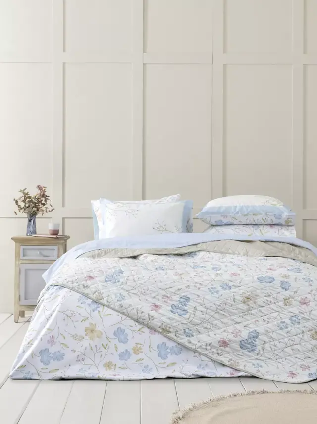 Κουβερλί 160x240 Μονό Nima Belleza White-Ciel 100% Microfiber