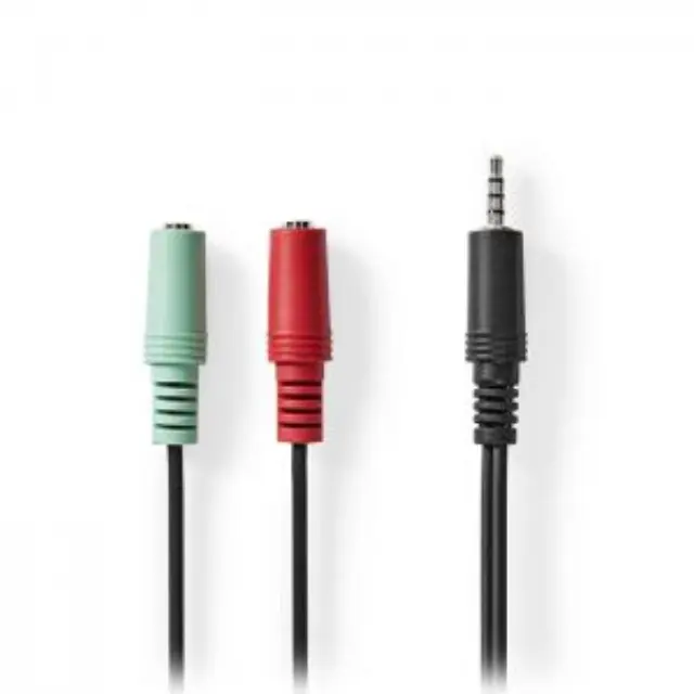 Καλώδιο ήχου Stereo 3.5mm αρσ. - 2x 3.5mm θηλ. 0.20m, σε ανθρακί χρώμα. 3