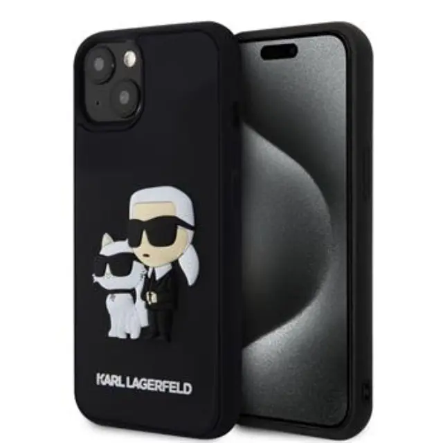 Karl Lagerfeld 3D Rubber Karl and Choupette Case for iPhone 13 Black