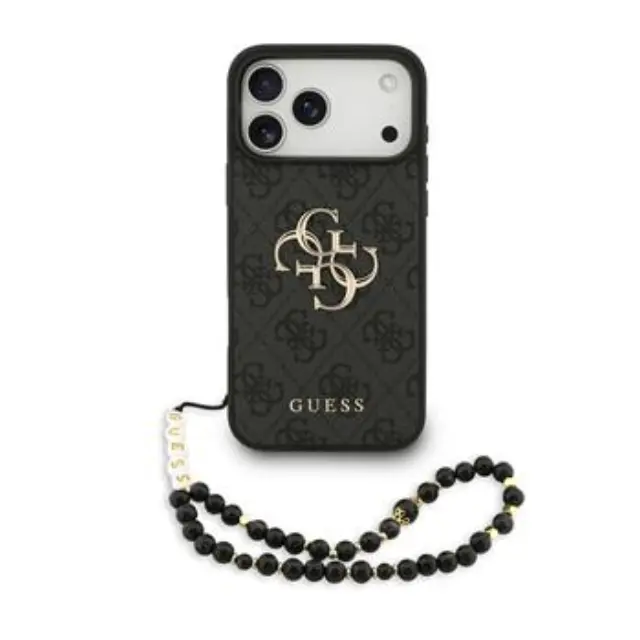 Guess PU 4G Metal Logo Strap Case for iPhone 17 Pro Max Black