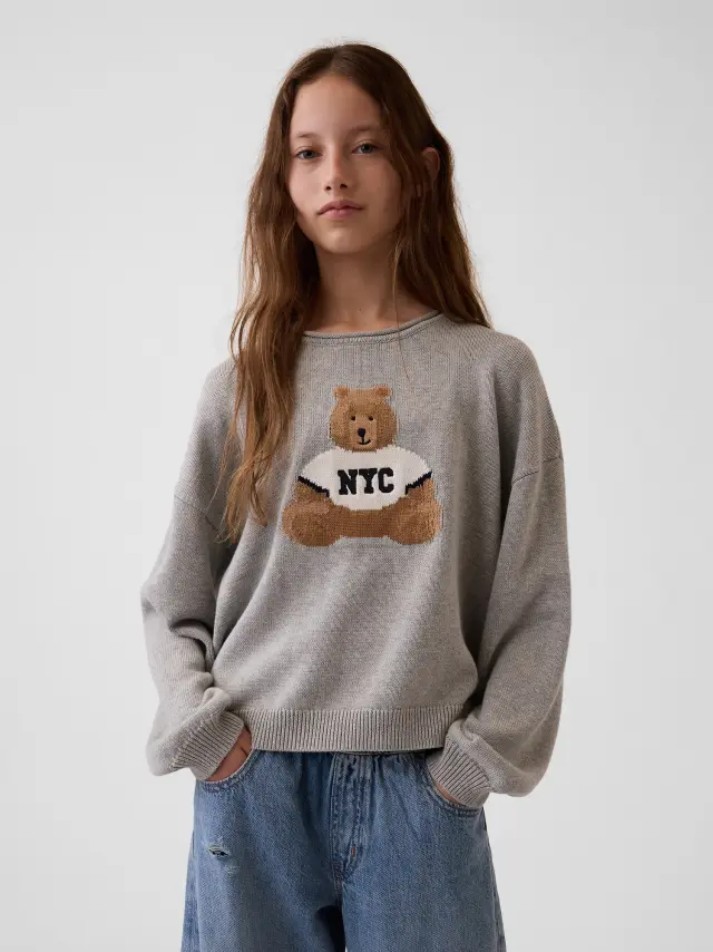 Παιδικό Πουλόβερ Oversized Γραμμής από 100% Βαμβάκι Brannan bear