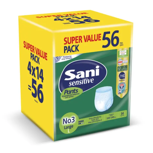 Sani Sensitive Πάνες Βρακάκι Ακράτειας Large 4x14τμχ