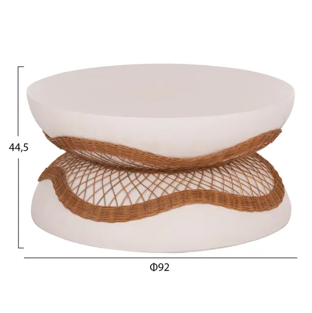 ΤΡΑΠΕΖΙ ΣΑΛΟΝΙΟΥ FB918157.02 FIBER CEMENT ΛΕΥΚΟ-ΦΥΣΙΚΟ RATTAN--Φ92x44.5Υεκ 2
